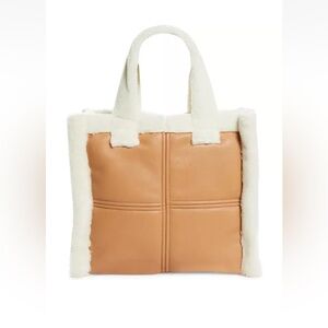 Stand Studio Lolita Shearling Bag Faux Shearling Crackled Beige/white NWT